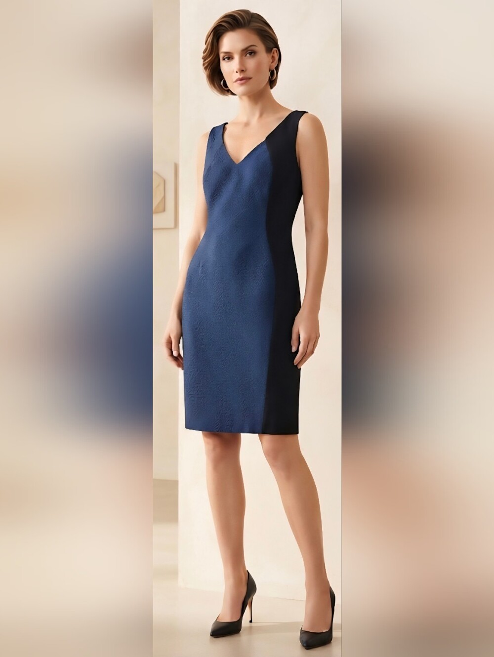 NWT Tabby Dress Size US 6 Peacoat Navy and Black Colorblock Sheath Dress